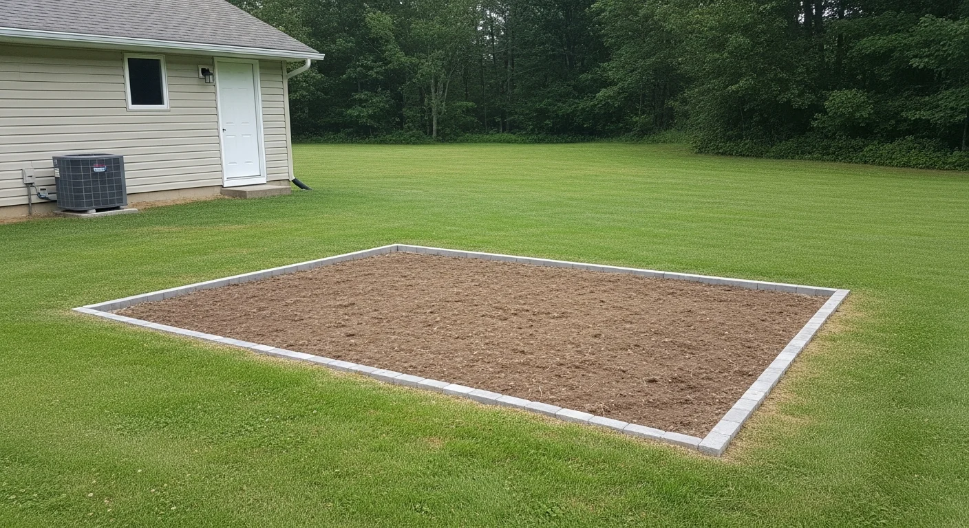 A finished backyard patio built by Barefoot Construction at a single-family home in Grayslake, IL, showing a level surface with clean edges and a grassy yard surrounding it. The patio extends from the rear of the home and is sized for outdoor seating and entertaining.